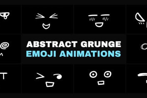 FCPX插件-抽象涂鸦风格表情符号动画 Abstract Grunge Scribble Emoji Animations