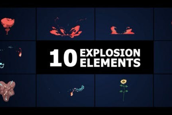 FCPX插件-动漫能量火球爆炸烟雾效果MG动画元素 Combined Explosion Elements