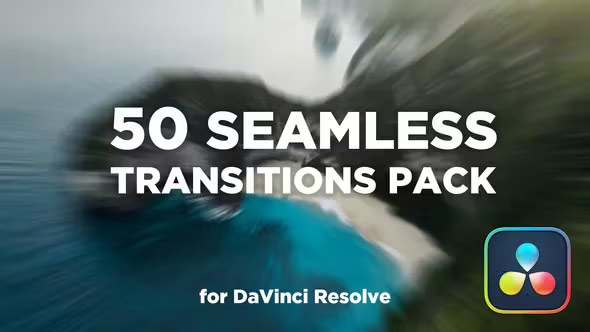 达芬奇模板-50种视频滑动缩放旋转抖动效果无缝转场预设 Seamless Transitions Pack