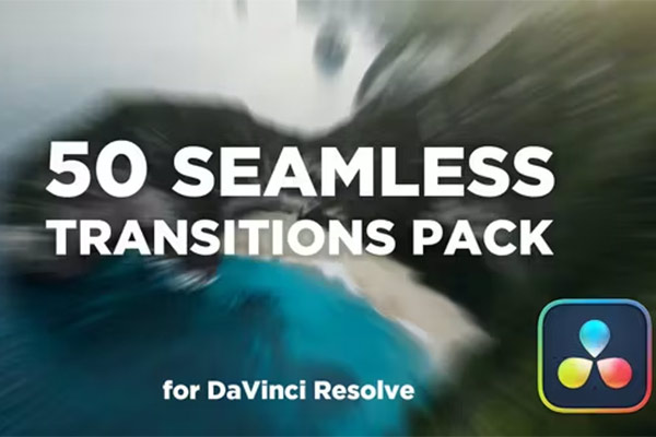 达芬奇模板-50种视频滑动缩放旋转抖动效果无缝转场预设 Seamless Transitions Pack