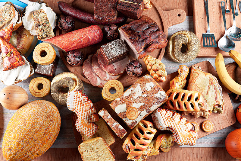 C4D工程-披萨面包牛肉火腿食物桌面场景渲染工程食物模型C4D模型