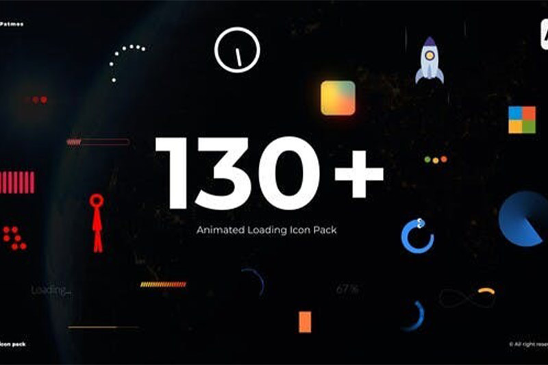 AE模板-130个数据加载读取进度图形动画模板 Loading Pack