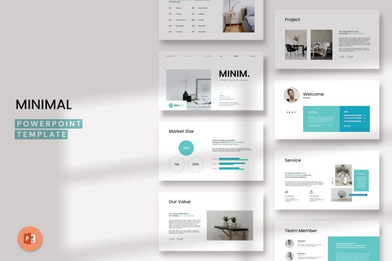 极简主义作品展示 PPT模版素材 (PPTX) minimal-powerpoint-template