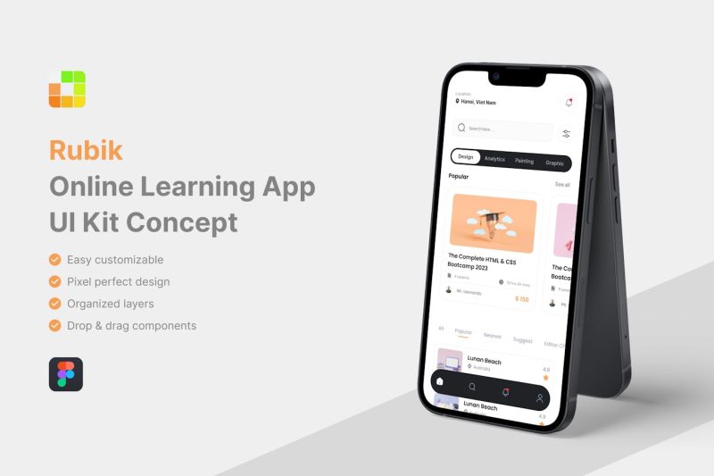在线学习应用APP UI KIT (FIG) rubik-online-learning-app-ui-kit