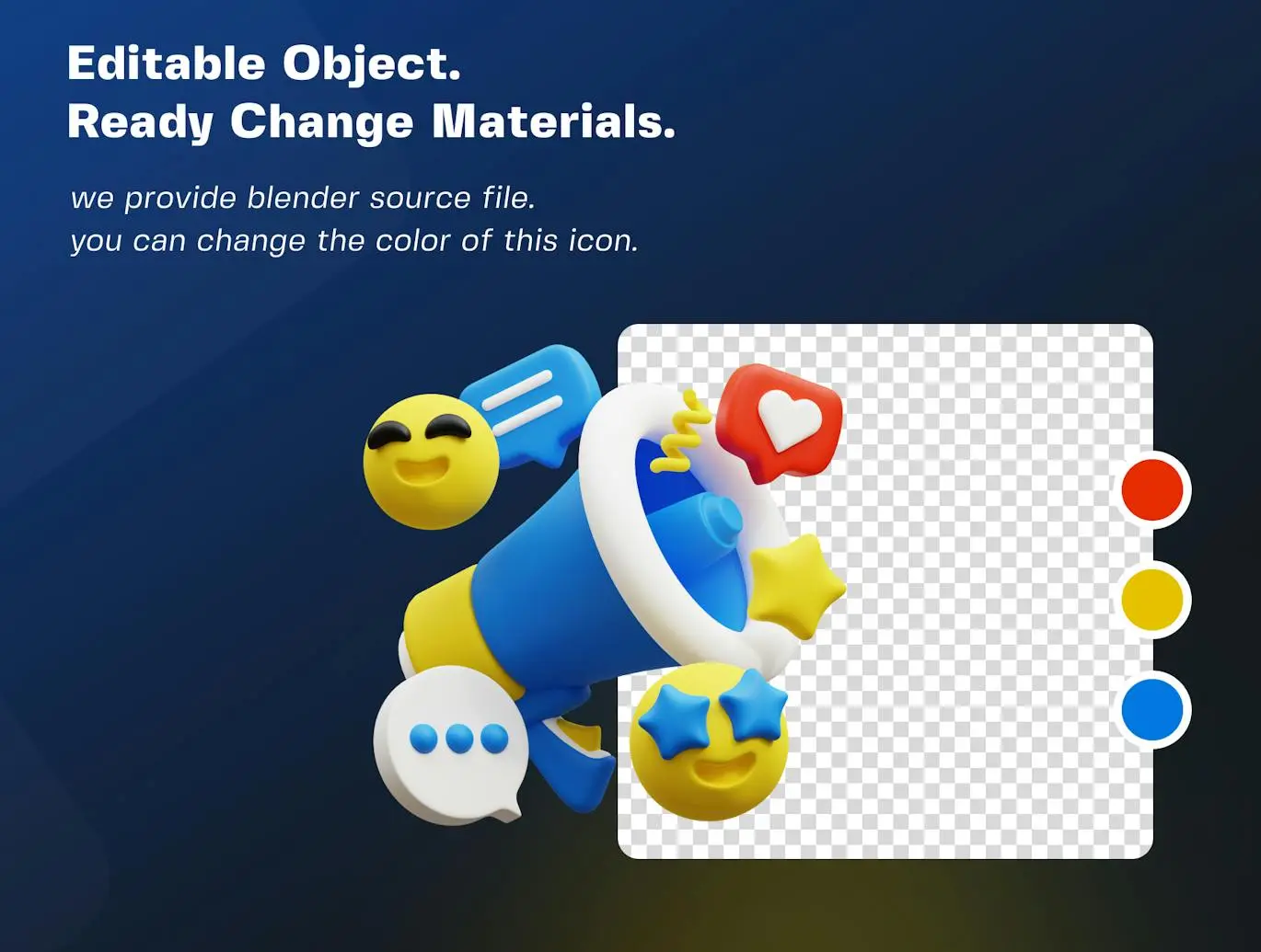 社交媒体3D图标模型素材包 (PNG,Blend)