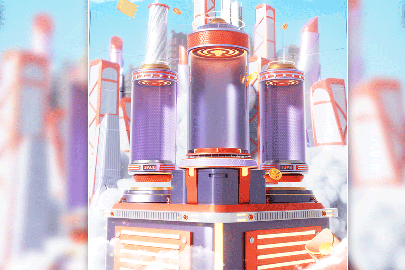 C4D工程-618城市建筑科技风电商展台场景渲染工程电商中展台C4D模型