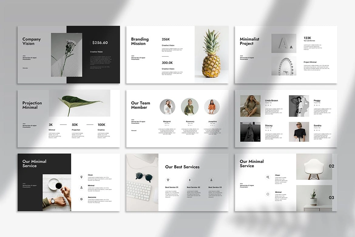 极简主义PPT素材 (PPTX) minimalist-powerpoint-presentation-templat