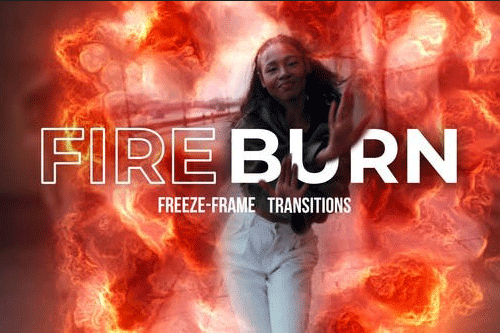 达芬奇模板-画面定格火焰转场特效 Fire Burn Transitions