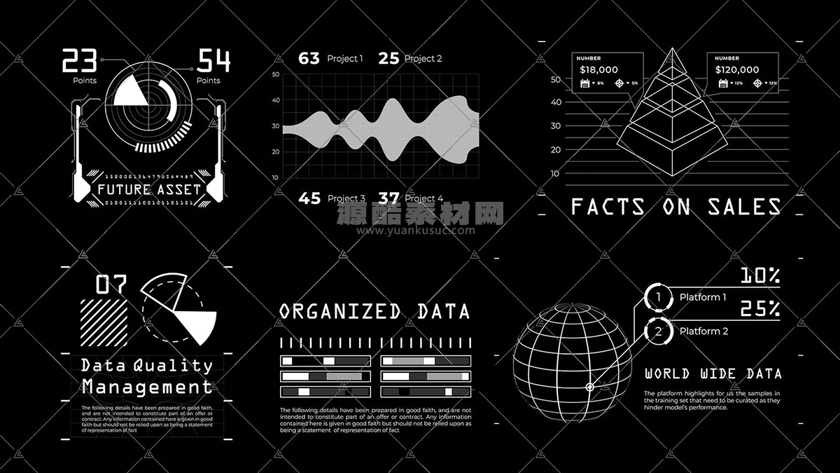 50个未来信息图表未来科技感贴图科幻贴图材质 50 Futuristic Infographic Decals -Ai, Png, Jpg