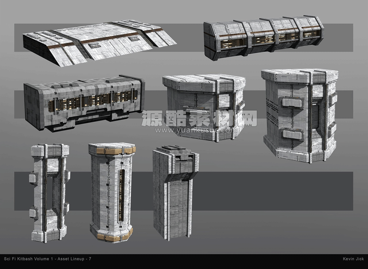 Blender85个科幻城市建筑场景资产预设3D模型 Artstation – Sci Fi Kitbash – Volume 1