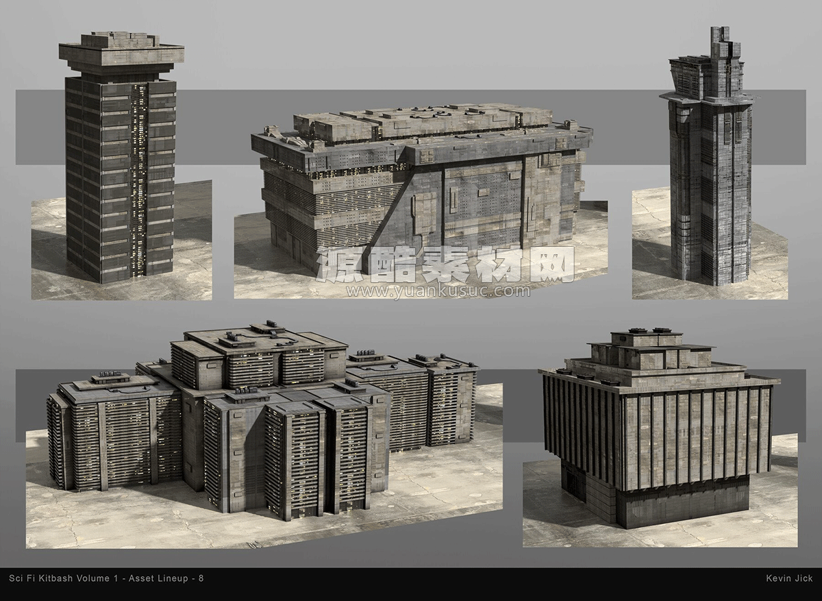 Blender85个科幻城市建筑场景资产预设3D模型 Artstation – Sci Fi Kitbash – Volume 1