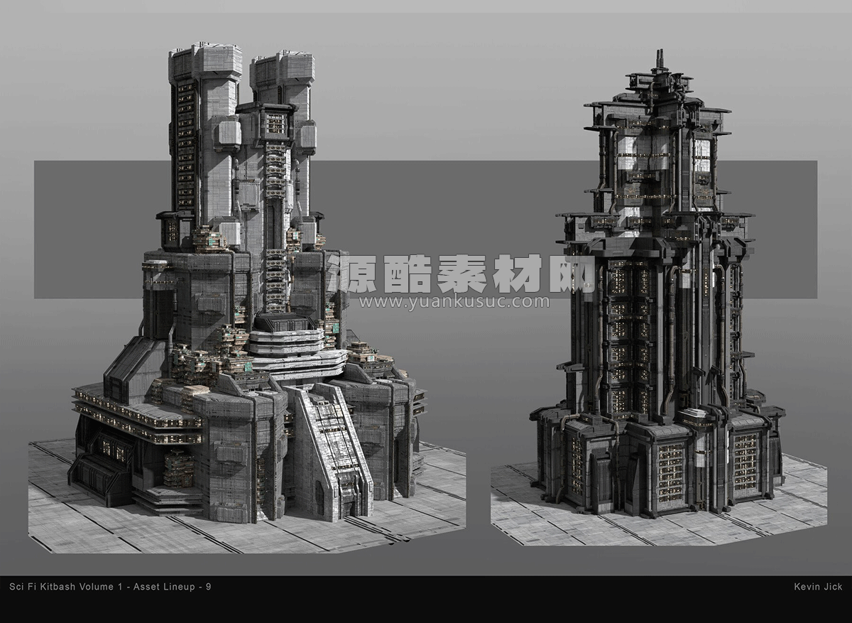 Blender85个科幻城市建筑场景资产预设3D模型 Artstation – Sci Fi Kitbash – Volume 1