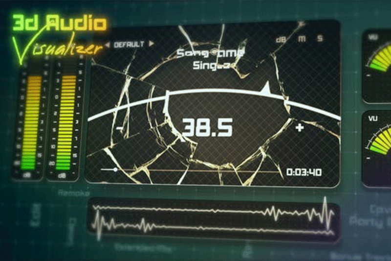 AE模板-破损VU表盘风格展示音频可视化效果(含原版音乐) 3D Audio Visualizer – Broken VU Display