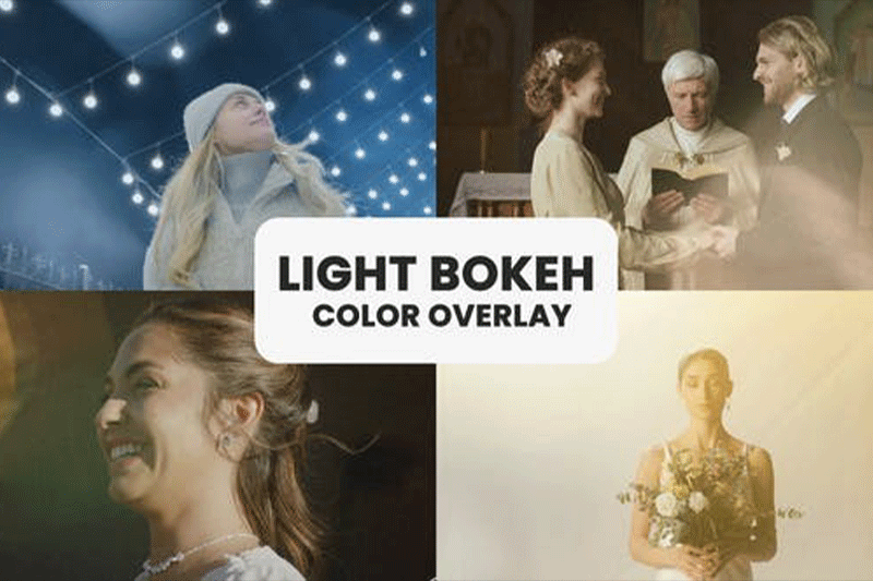 AE模板-15种唯美散景光斑镜头光晕叠加光效动画 Light Bokeh Color Overlays