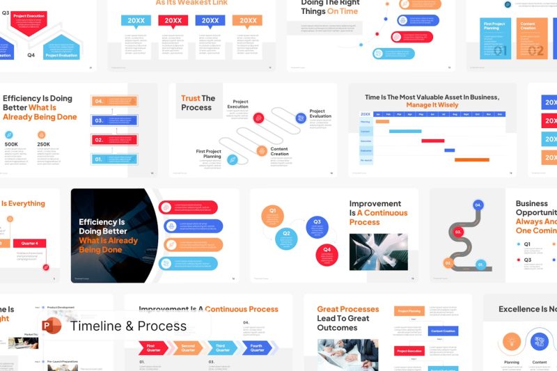 时间表和流程信息图PPT模版 (PPTX) timeline-process-infographic