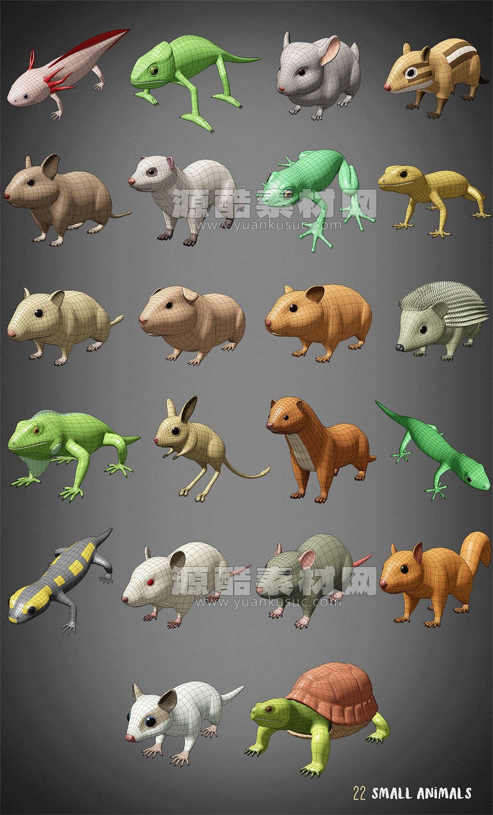 Blender100种低多边形动物3D模型下载Animals Base Meshes