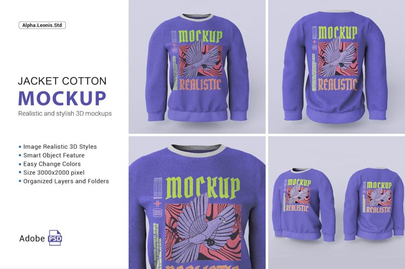 圆领毛衣设计样机素材 (PSD,JPG,PNG) crewneck-sweater-mockup