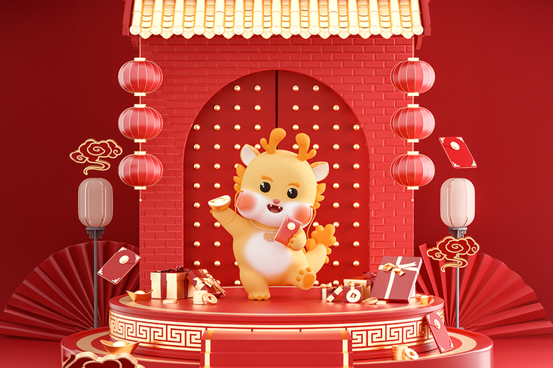 C4D工程-卡通龙舞台卡通场景渲染工程卡通场景C4D模型