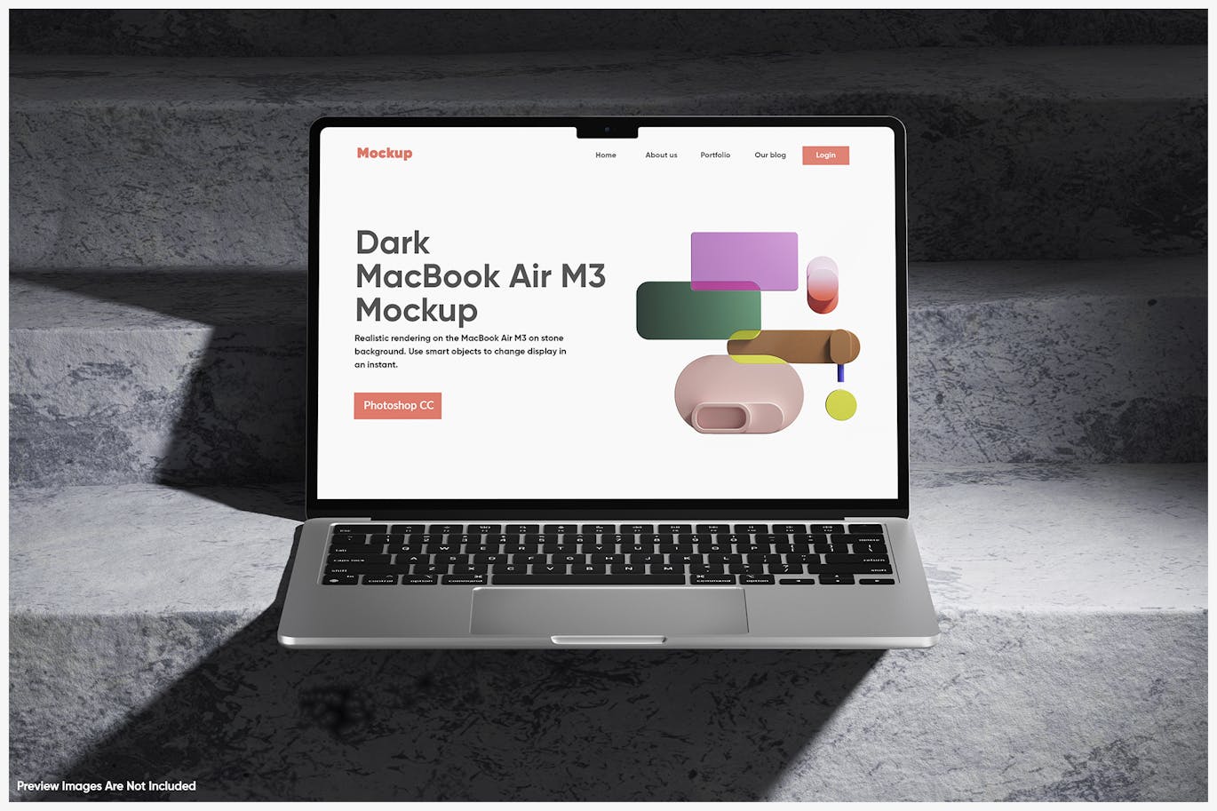 MacBook Air 黑暗楼梯电脑样机场景素材 macbook-air-dark-staircase-mockup-scene