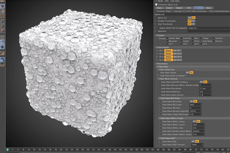 C4D插件-C4D水滴水珠模型预设 Spritz 4.82