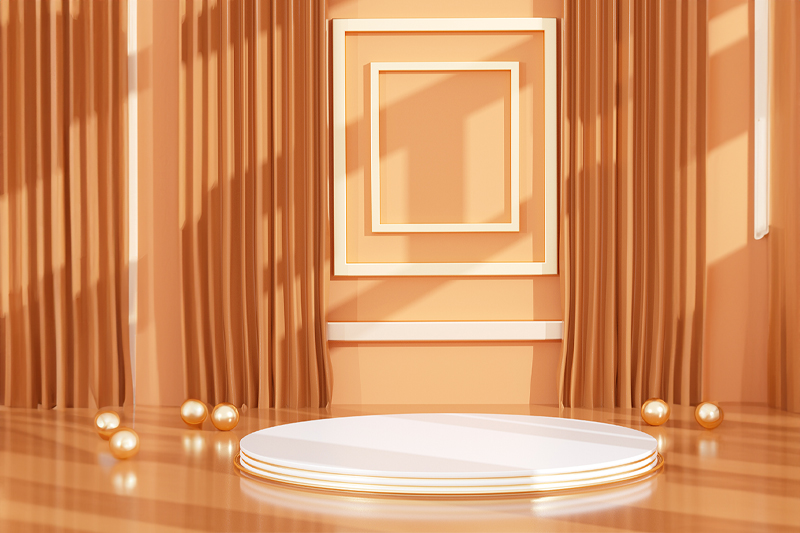 C4D工程-黄色秋季电商展台场景渲染工程电商场景C4D模型下载