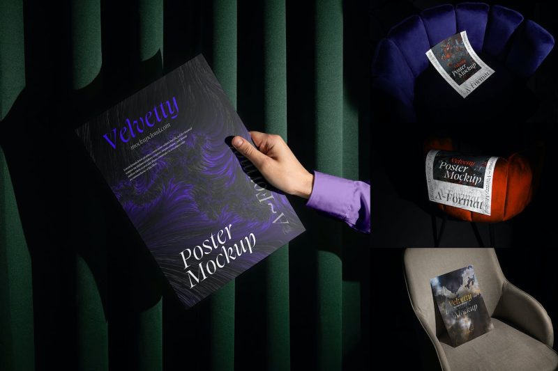 海报样机/天鹅绒系列设计素材 (PSD) poster-mockups-velvetty-series