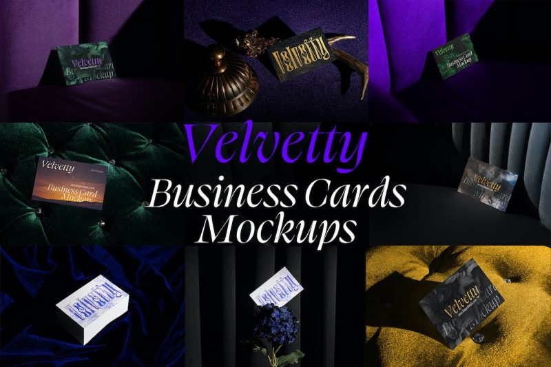 名片样机/天鹅绒系列设计素材 (PSD) business-cards-mockups-velvetty-series