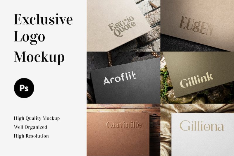 LOGO标志设计样机素材(PSD)exclusive-logo-mockup