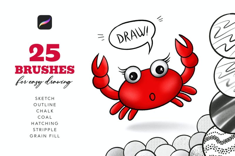 基础草图procreate笔刷素材(BRUSHSET) basic-brushes-for-procreate