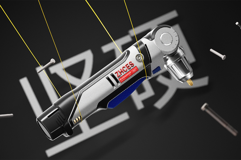 C4D工程-无线电钻电螺丝刀产品场景渲染工程电钻C4D模型