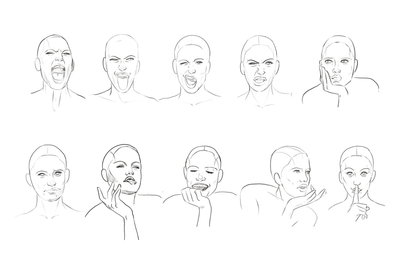 10个面部表情印记procreate笔刷 (BRUSHSET)