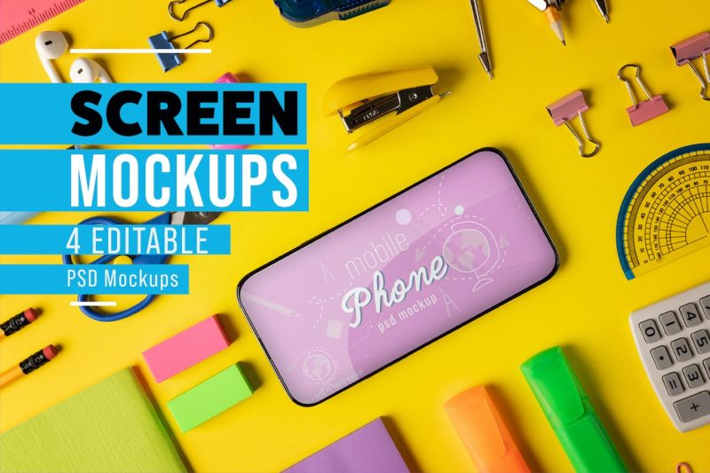 学校屏幕样机素材 (PSD) school-screen-mockups