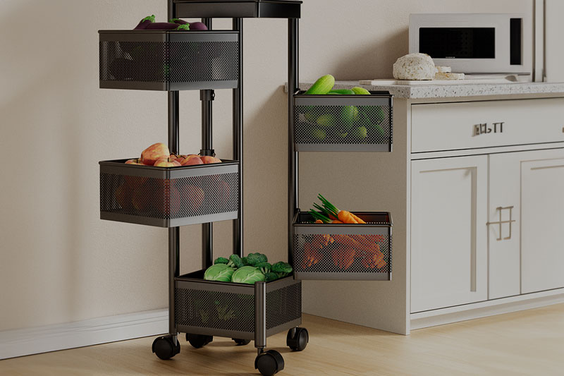 C4D工程-厨房置物架场景渲染工程可移动置物架C4D模型