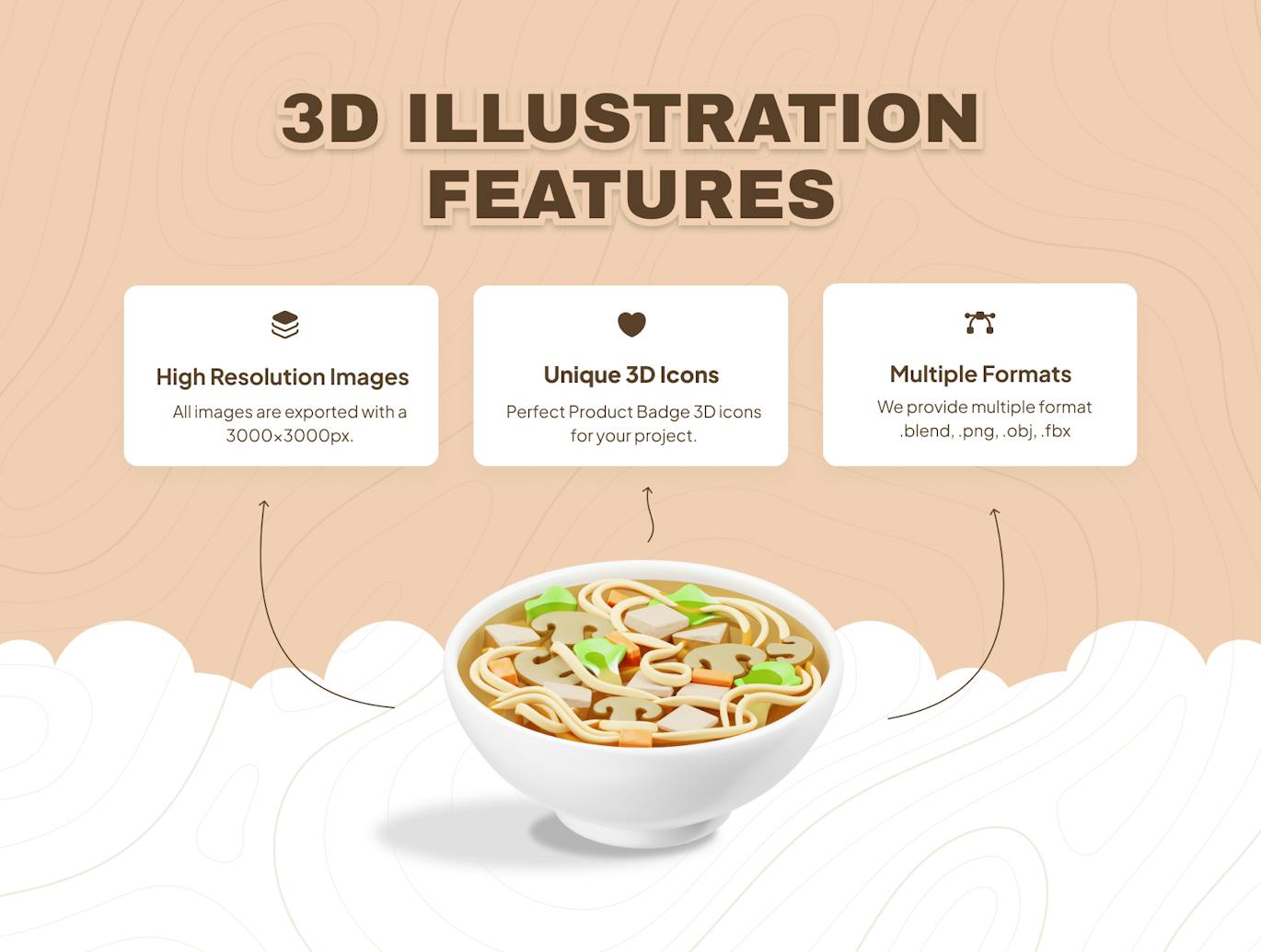 健康食品插图3D模型素材 (OBJ,FBX,Blend,PNG)