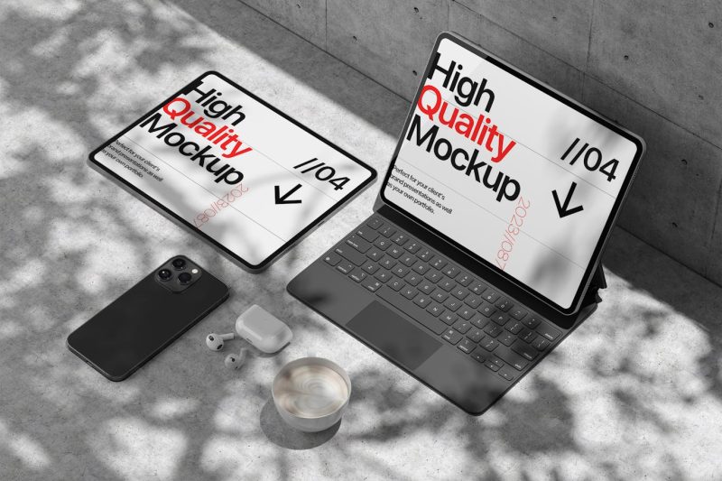 带键盘的优雅平板电脑样机素材 (PSD) elegant-tablet-mockup-with-keyboard