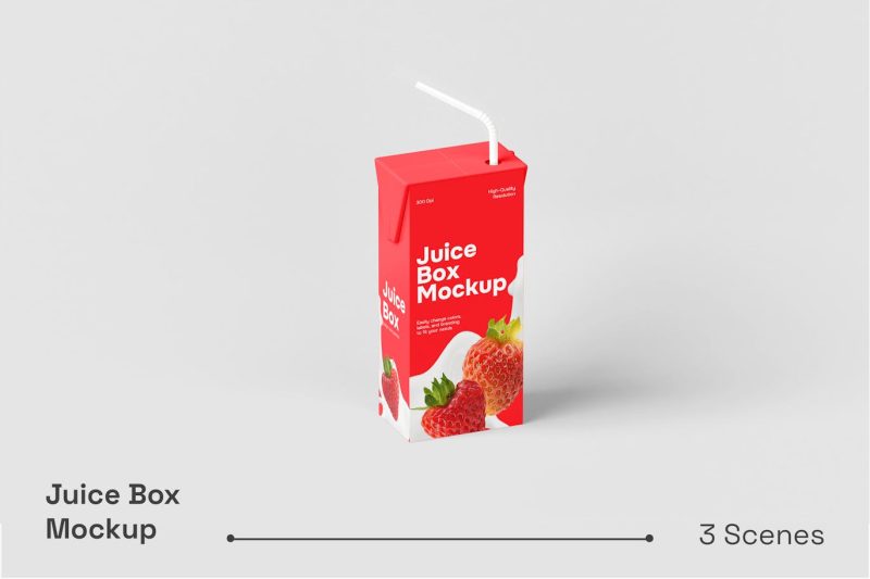 果汁盒样机素材 (PSD) juice-box-mockup