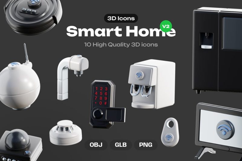 智能家居设备图标3D模型素材卷 2 (FBX,OBJ,PNG) smart-home-device-3d-icons-vol-2