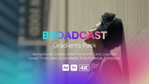 AE/PR模板-叠加彩色渐变效果动画 Broadcast Gradients Pack