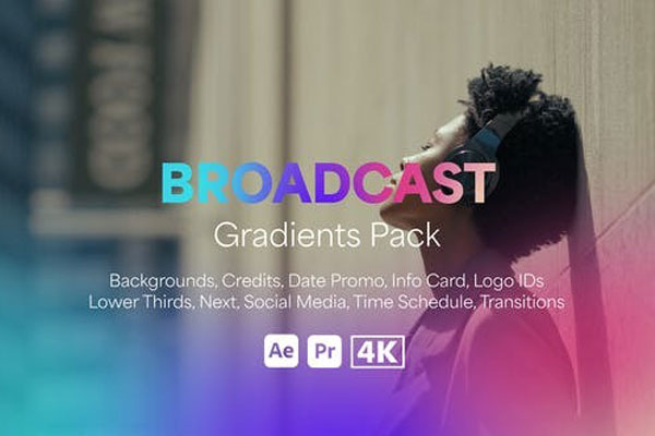AE/PR模板-叠加彩色渐变效果动画 Broadcast Gradients Pack