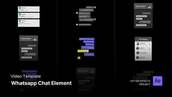 AE模板-聊天气泡对话框弹窗消息动画 Whatsapp Chat Elements