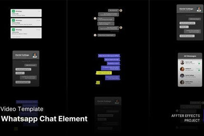 AE模板-聊天气泡对话框弹窗消息动画 Whatsapp Chat Elements