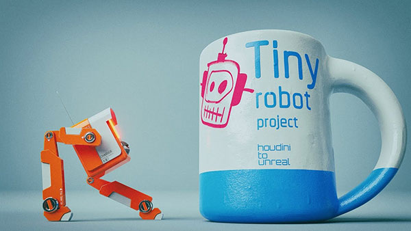 Houdini+Unreal小型机器人建模贴图绑定动画教程 (中文字幕) Tiny Robot Project – houdini to unreal