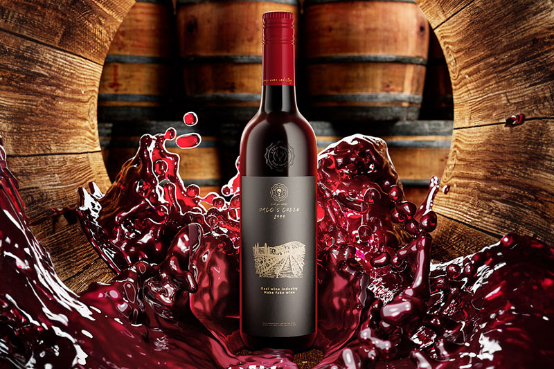 C4D工程-红葡萄酒场景渲染工程葡萄酒模型C4D模型