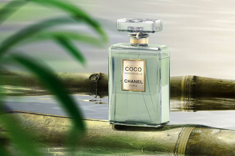 C4D工程-Chanel香水水中竹子场景渲染工程香水模型C4D模型