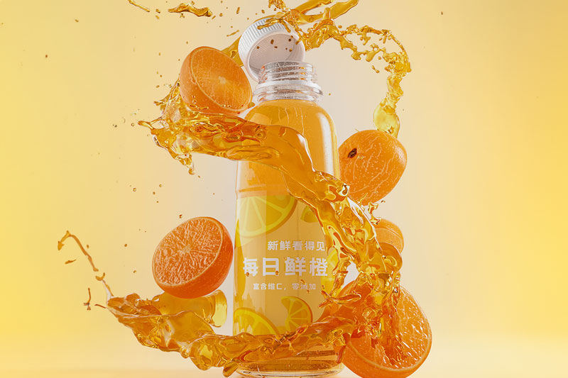 C4D工程-每日鲜橙橙汁饮料场景渲染工程橙汁C4D模型