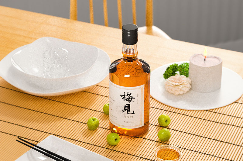 C4D工程-梅见青梅酒场景渲染工程青梅酒C4D模型
