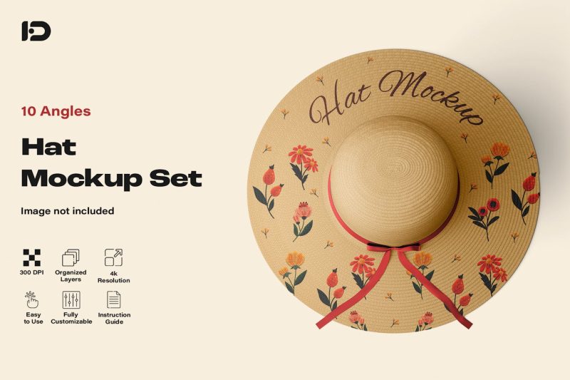 草帽帽子设计样机素材套装 (PSD) hat-mockup-set
