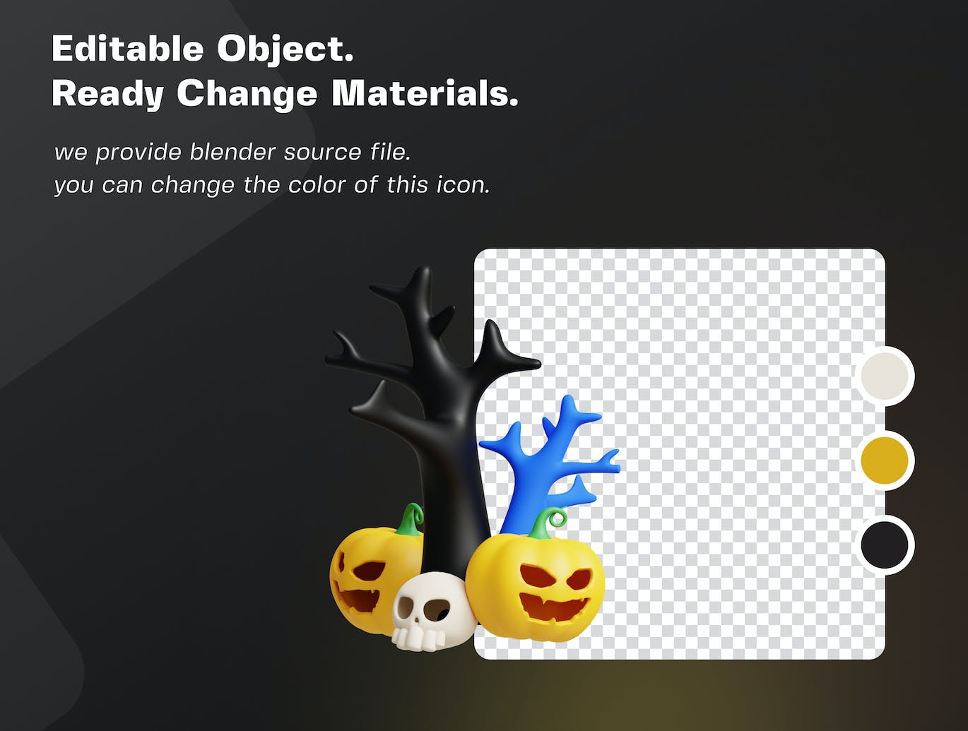 5个万圣节插图3D模型素材 (FBX,OBJ,Blend,PNG) halloween-3d-illustration