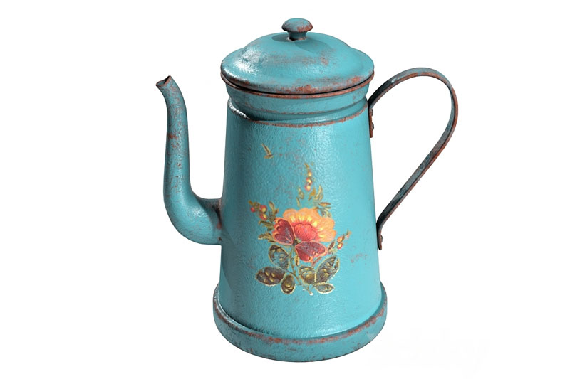 复古水壶模型老式水壶3D模型 (C4D,FBX)  Retro Water Bottle 3D Model