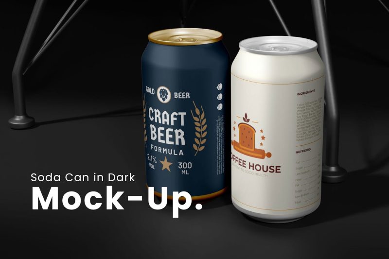 黑暗样机中的汽水罐素材 (PSD) soda-can-in-dark-mockup